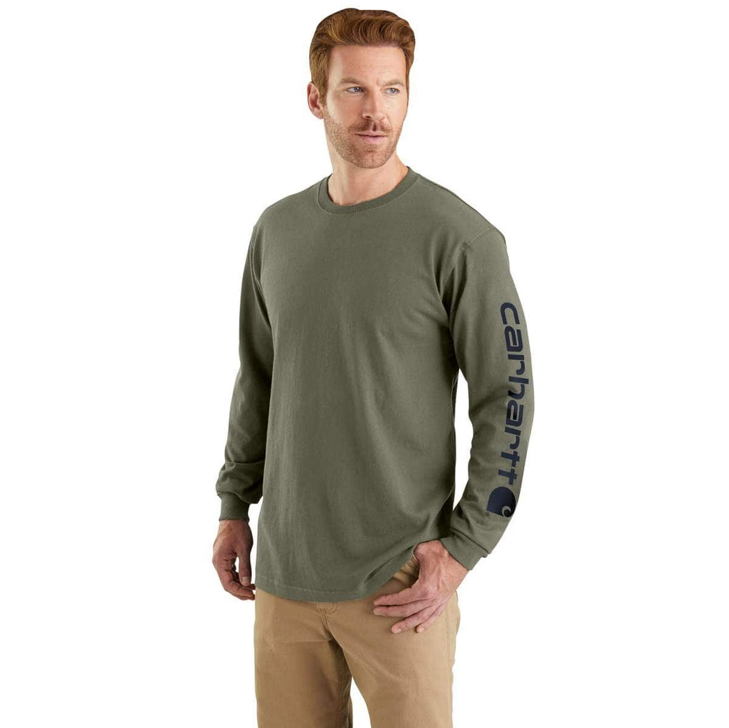 Carhartt Dearborn Loose LS Logo T-Shirt — DOV-Dusty Olive, manufacturer product image