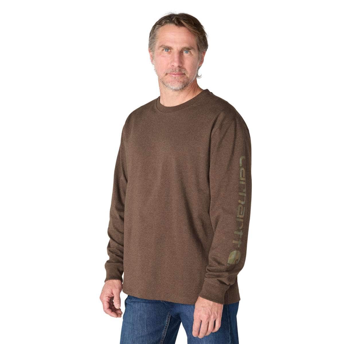 Carhartt Dearborn Loose LS Logo T-Shirt — EE7-Dark Clove Heather, manufacturer product image