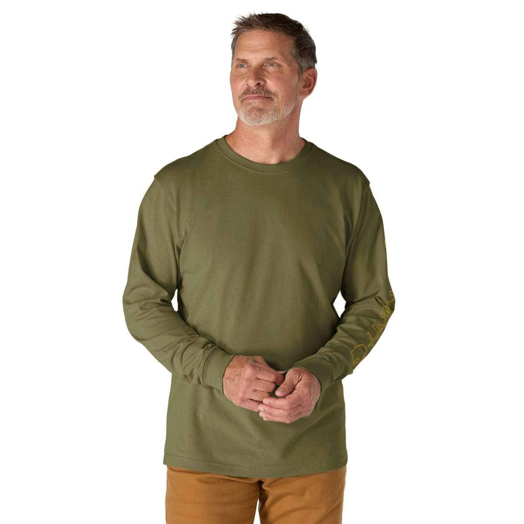 Carhartt Dearborn Loose LS Logo T-Shirt — GL8-Dark Bronzed Green Heather, manufacturer product image