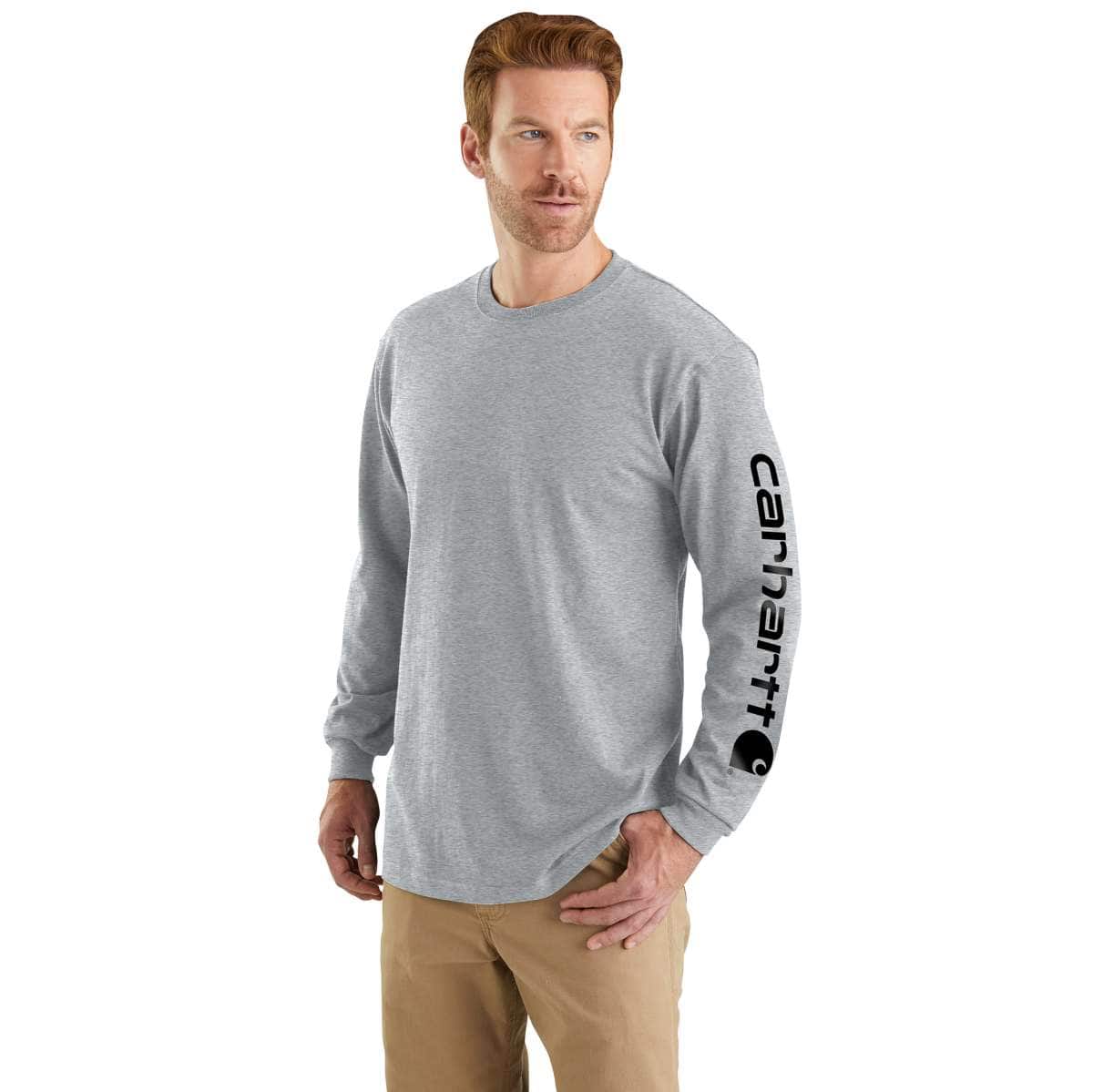 Carhartt Dearborn Loose LS Logo T-Shirt — HGY-Heather Grey, manufacturer product image