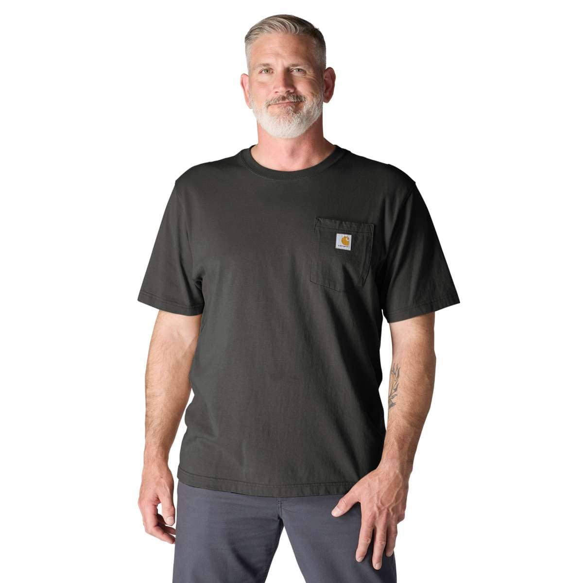 Carhartt Iconic K87 Pocket T-Shirt - Core Colors — Peat - 306, manufacturer product photo