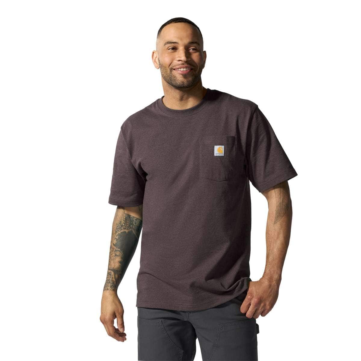 Carhartt Iconic K87 Pocket T-Shirt - Seasonal Colors — BB4-Dark Sepia Heather, manufacturer product photo