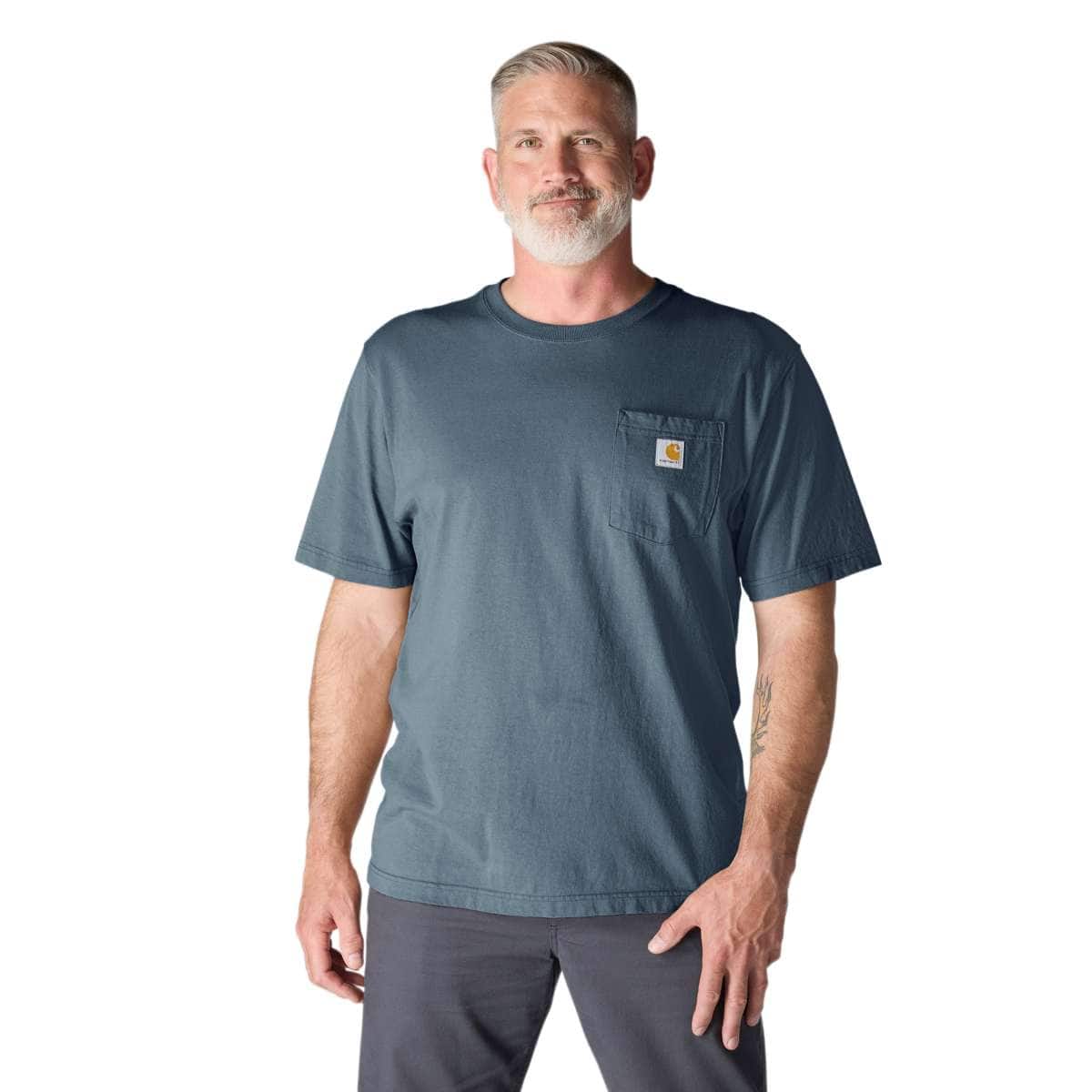 Carhartt Iconic K87 Pocket T-Shirt - Core Colors — Bluestone - BLS, manufacturer product photo