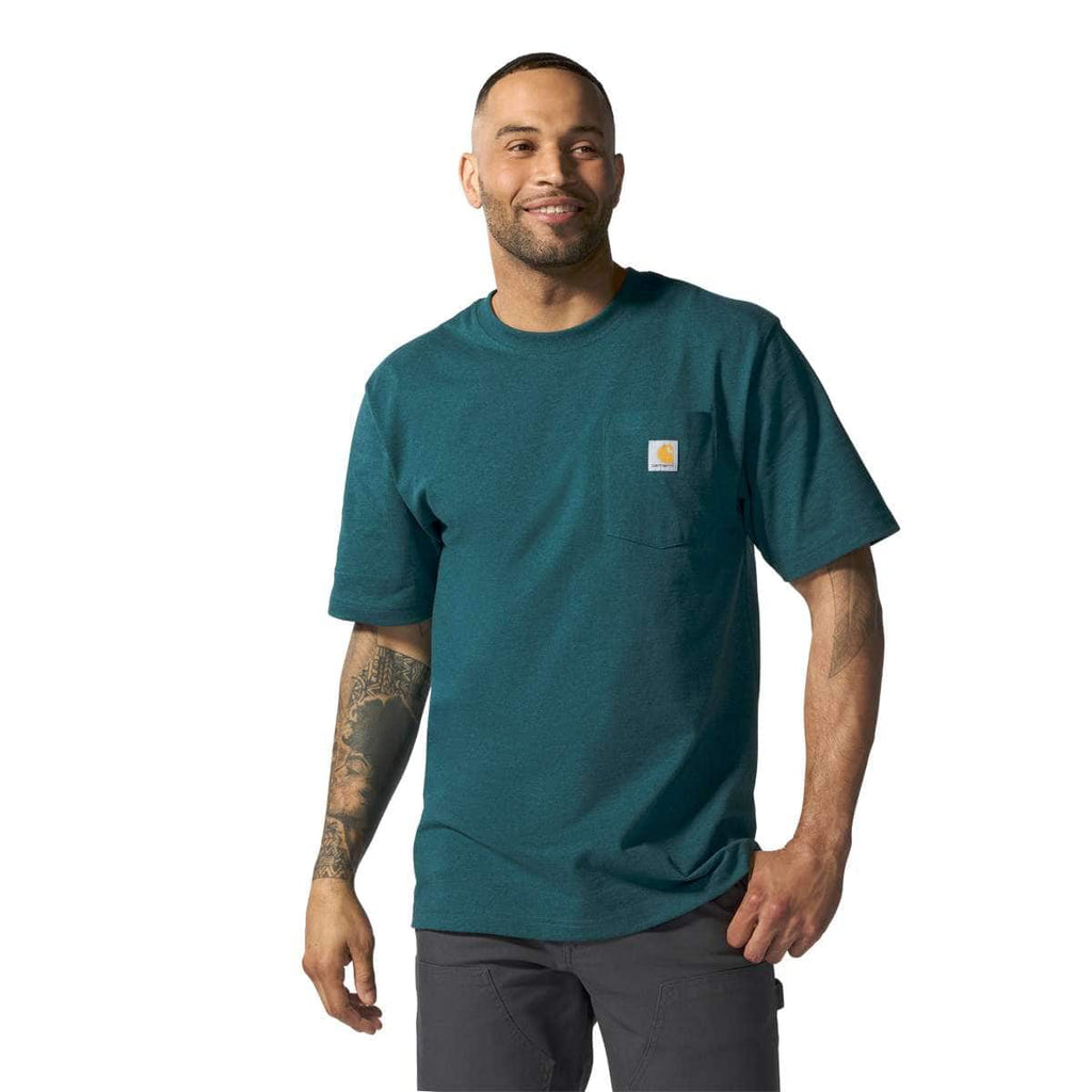 Carhartt Iconic K87 Pocket T-Shirt - Seasonal Colors — GM2-Greenstone Heather, manufacturer product photo
