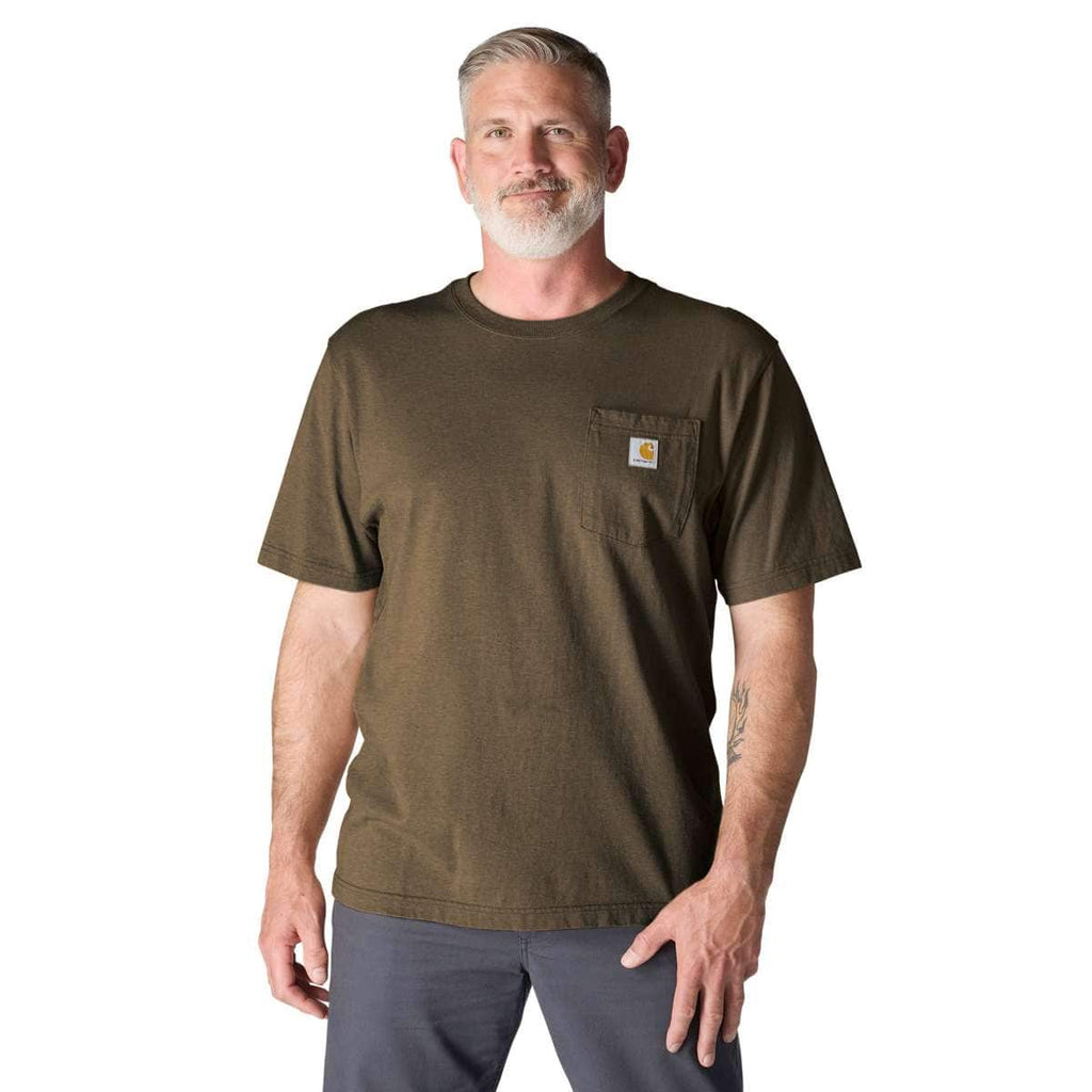 Carhartt Iconic K87 Pocket T-Shirt - Seasonal Colors — GO5-Burnished Logs Heather, manufacturer product photo