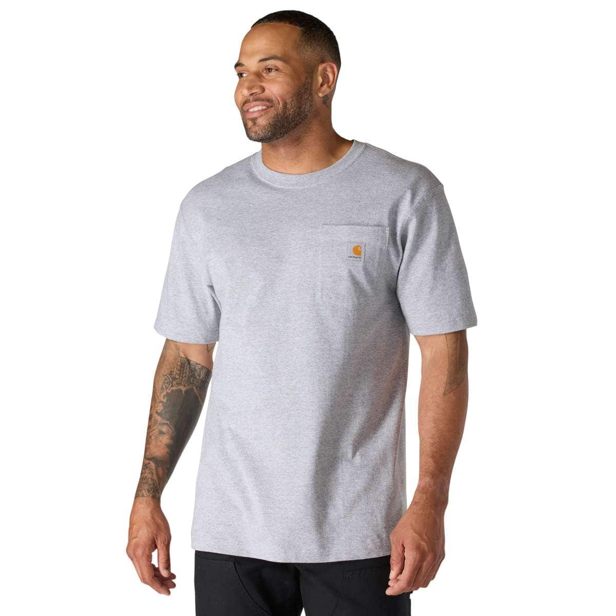 Carhartt Iconic K87 Pocket T-Shirt - Core Colors — Heather Grey - HGY, manufacturer product photo
