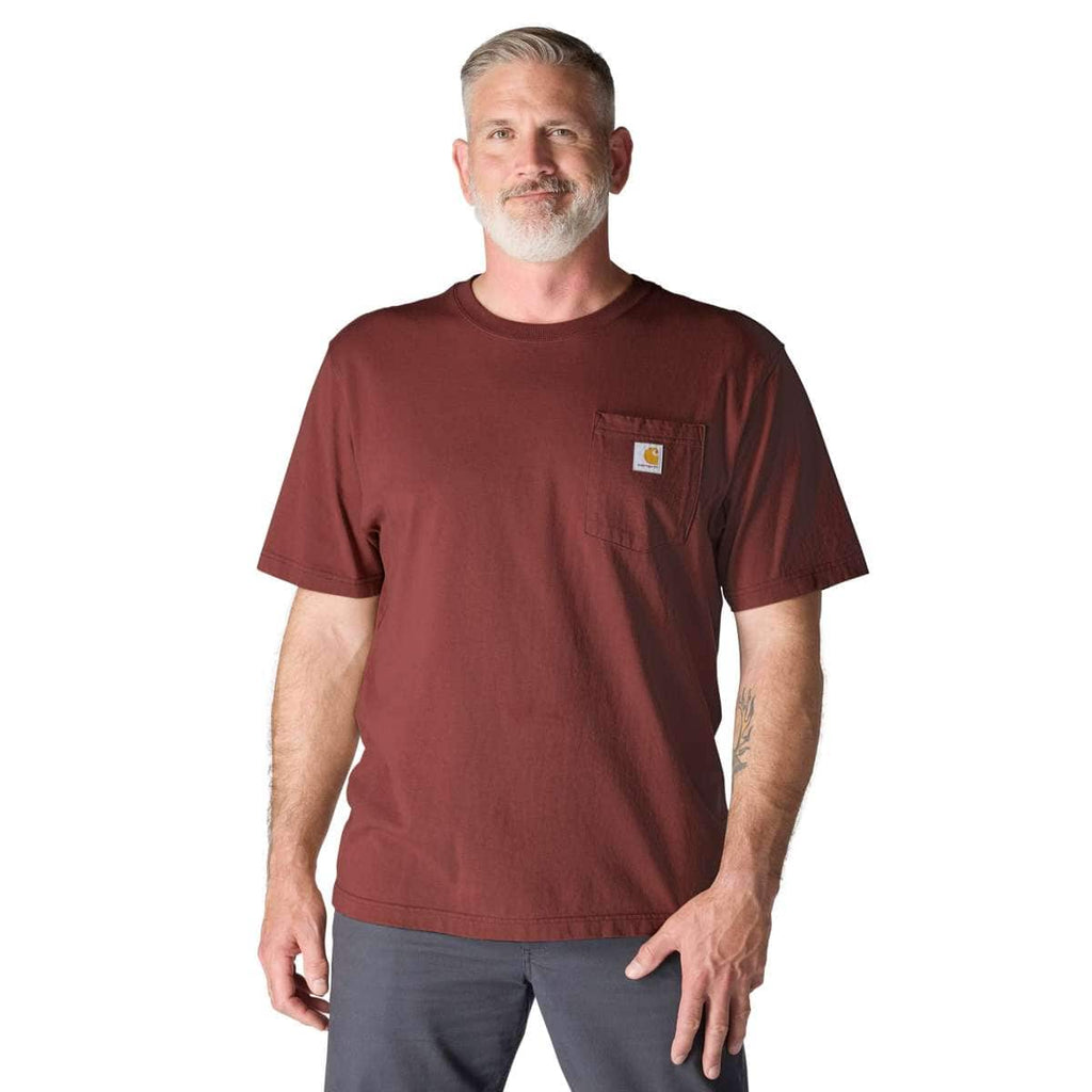 Carhartt Iconic K87 Pocket T-Shirt - Seasonal Colors — RD6-Dark Spice Red, manufacturer product photo
