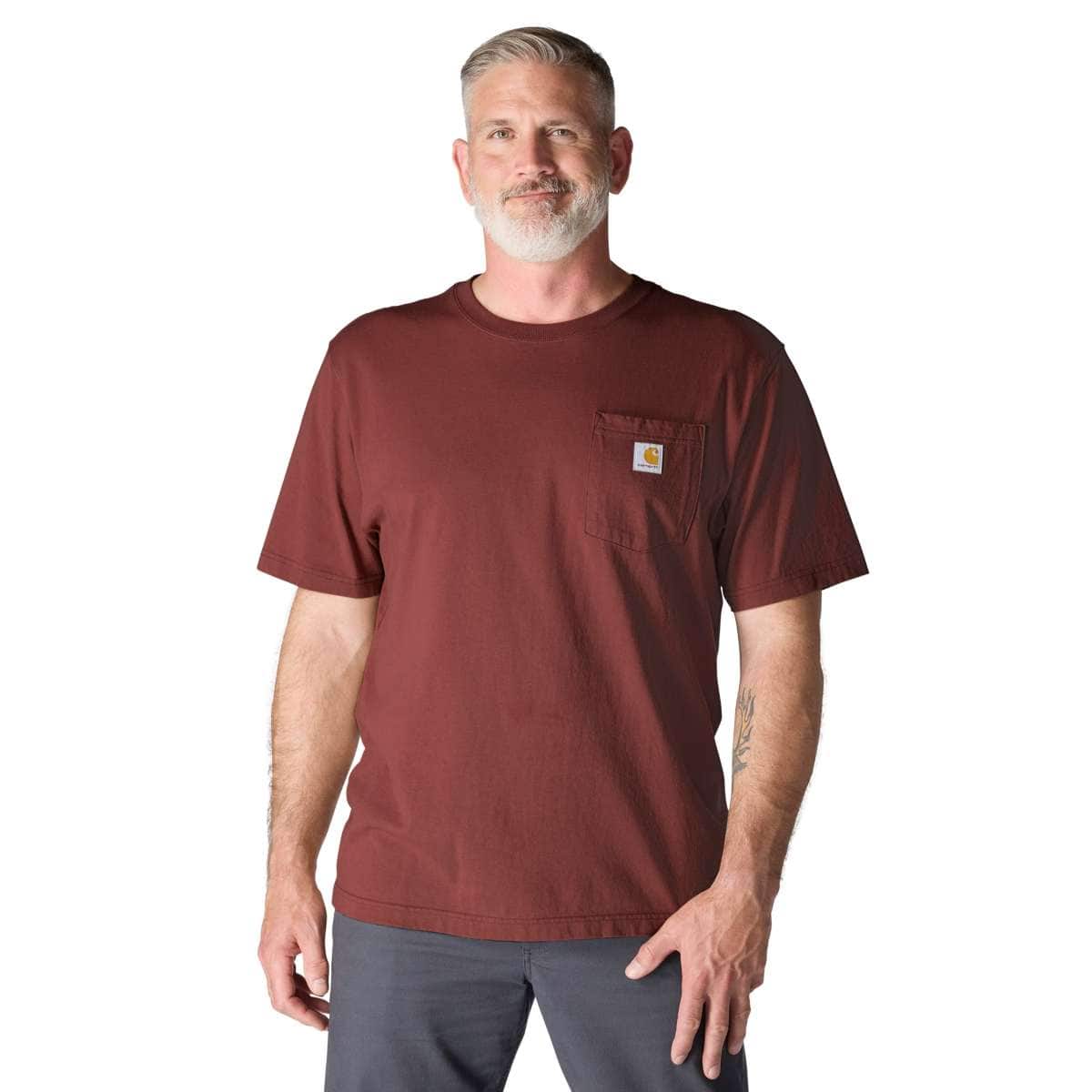 Carhartt Iconic K87 Pocket T-Shirt - Seasonal Colors — RD6-Dark Spice Red, manufacturer product photo