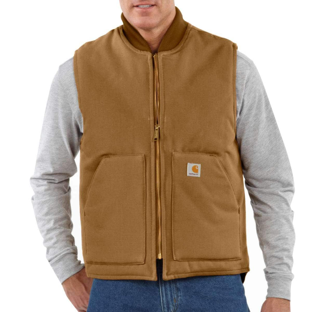 Carhartt Men's Rib Collar Insulated Vest - Relaxed Fit - Firm Duck — Carhartt Brown, manufacturer product photo