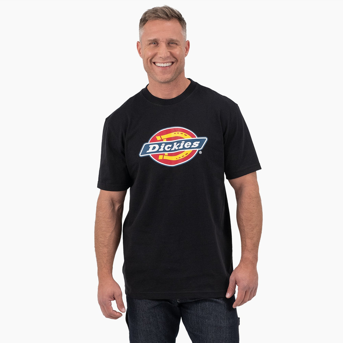 Dickies Short Sleeve Tri-Color Logo Graphic T-Shirt — Black-KBK, manufacturer product image