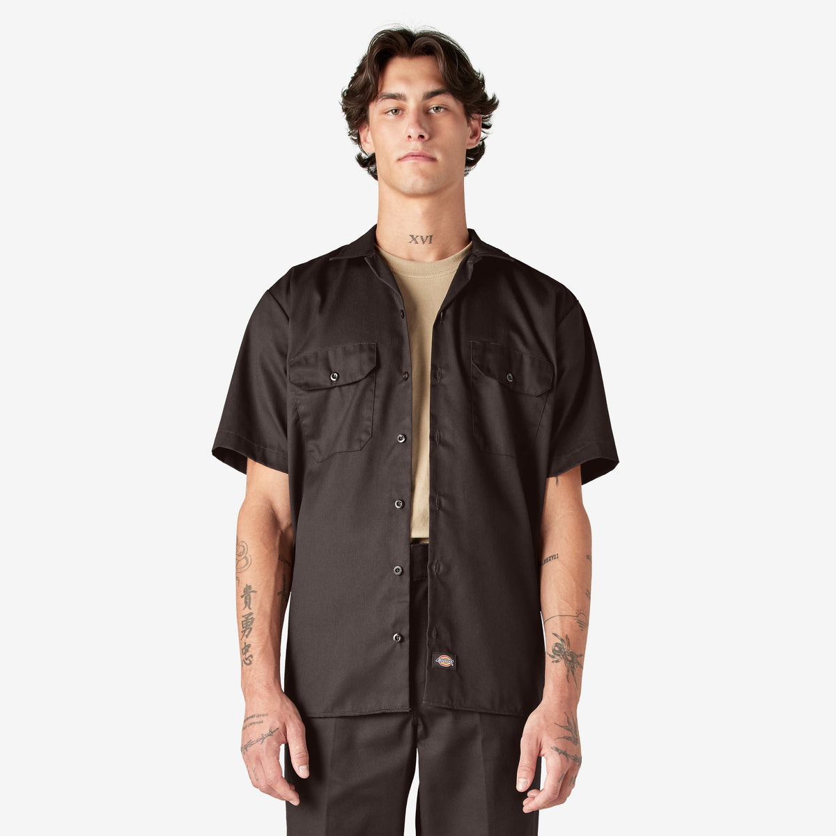 Dickies 1574 Short Sleeve Work Shirt — DARK BROWN, manufacturer product image