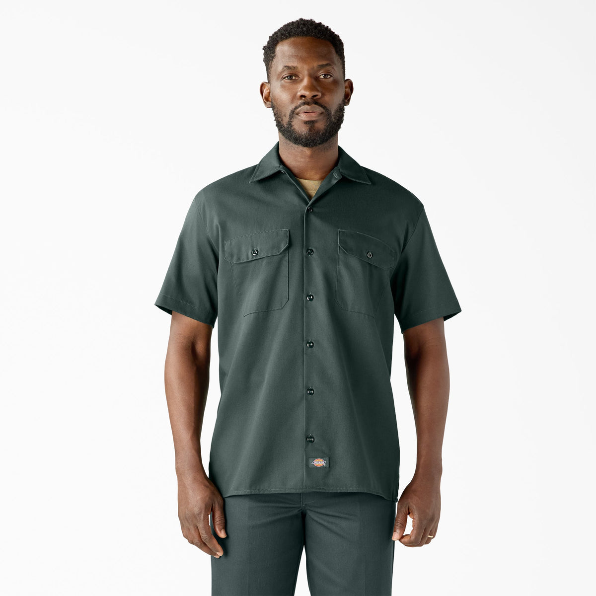 Dickies 1574 Short Sleeve Work Shirt — HUNTER GREEN, manufacturer product image