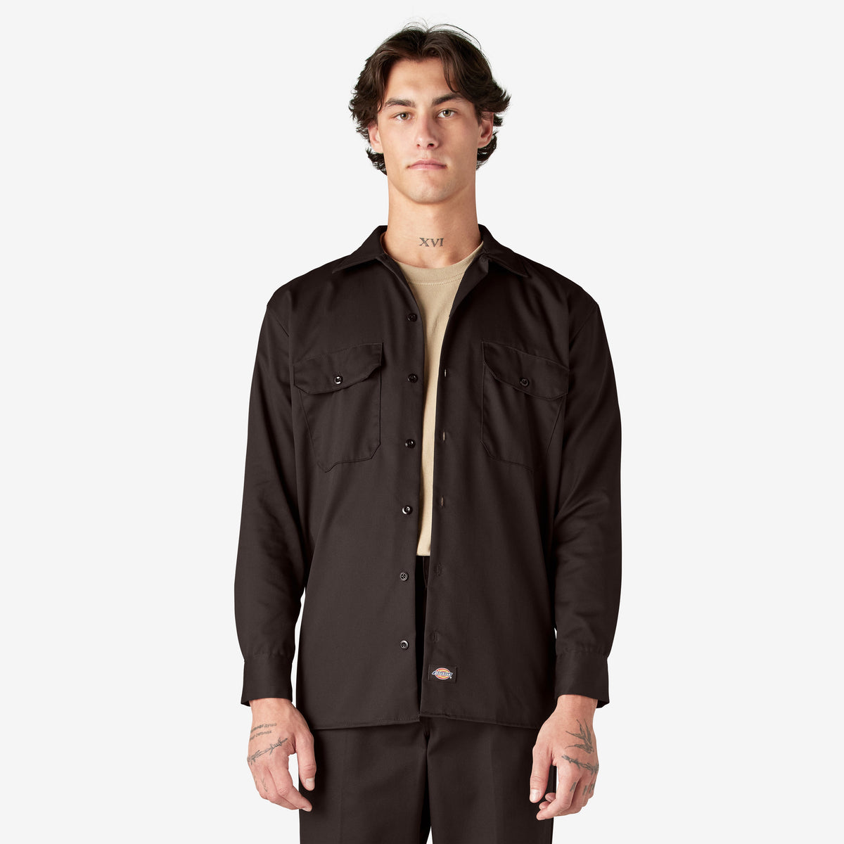 Dickies 574 Long Sleeve Work Shirt — DARK BROWN, manufacturer product image