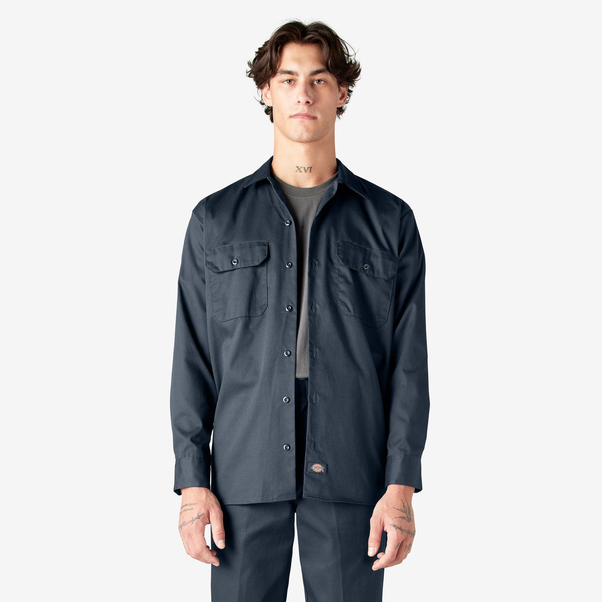 Dickies 574 Long Sleeve Work Shirt — DARK NAVY, manufacturer product image