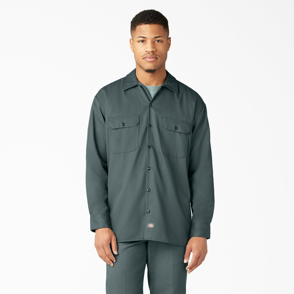 Dickies 574 Long Sleeve Work Shirt — LINCOLN GREEN, manufacturer product image
