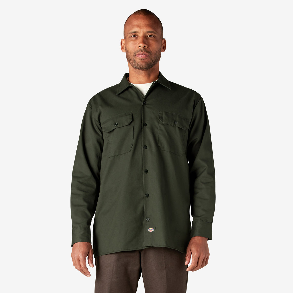 Dickies 574 Long Sleeve Work Shirt — OLIVE GREEN, manufacturer product image