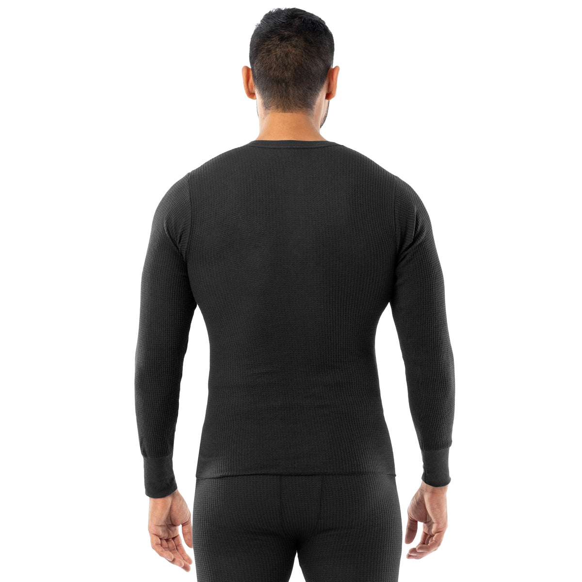 Indera Midweight Thermal  - Black — Black, top, manufacturer back view