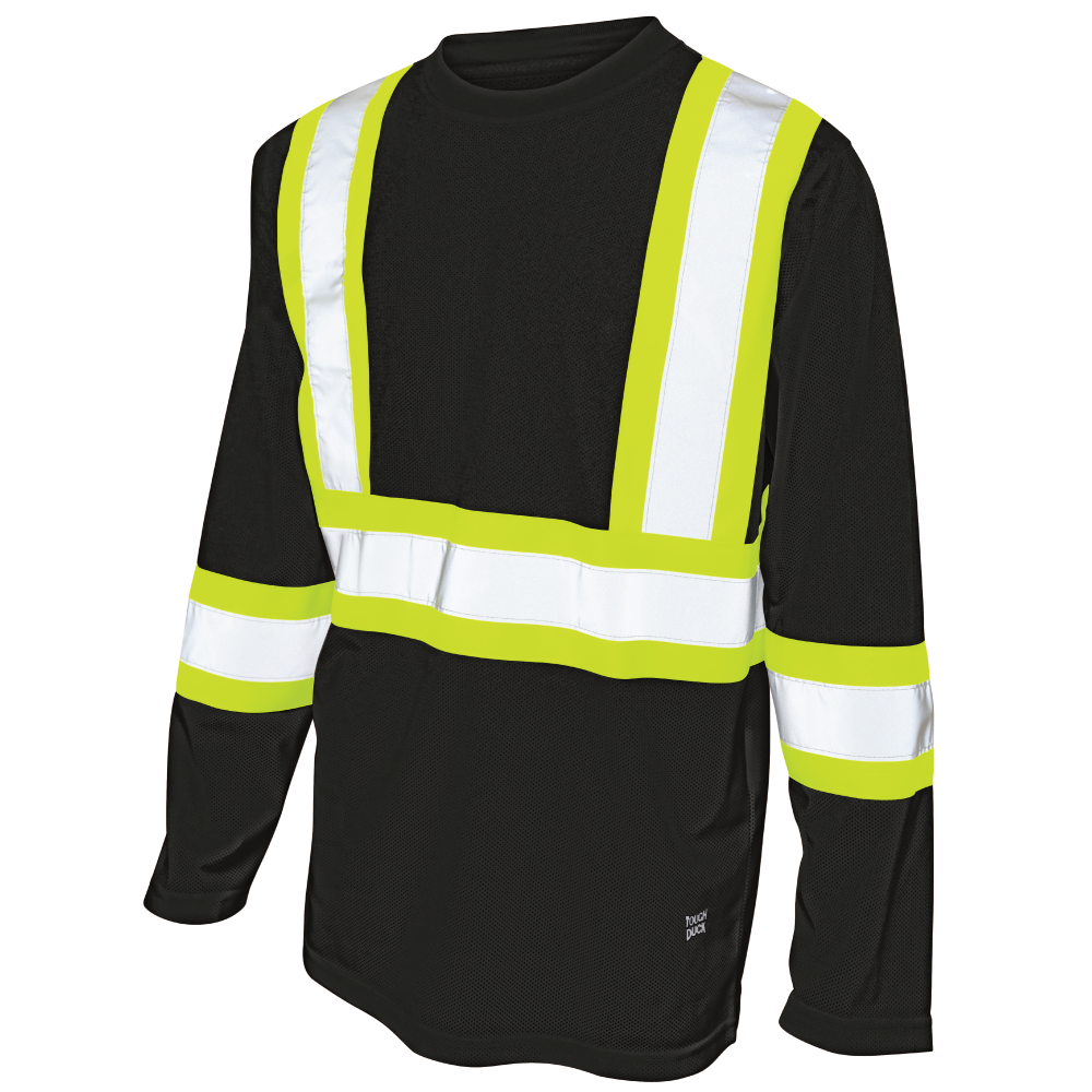 Tough Duck Long Sleeve Safety T-Shirt — Black, manufacturer product image
