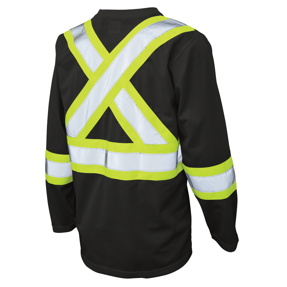 Tough Duck Long Sleeve Safety T-Shirt — Black, manufacturer back view