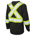 Tough Duck Long Sleeve Safety T-Shirt — Black, manufacturer back view