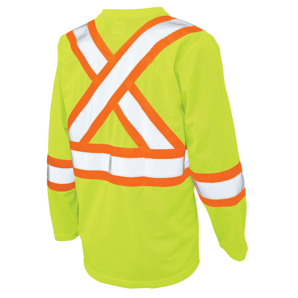 Tough Duck Long Sleeve Safety T-Shirt — FLGR, manufacturer back view