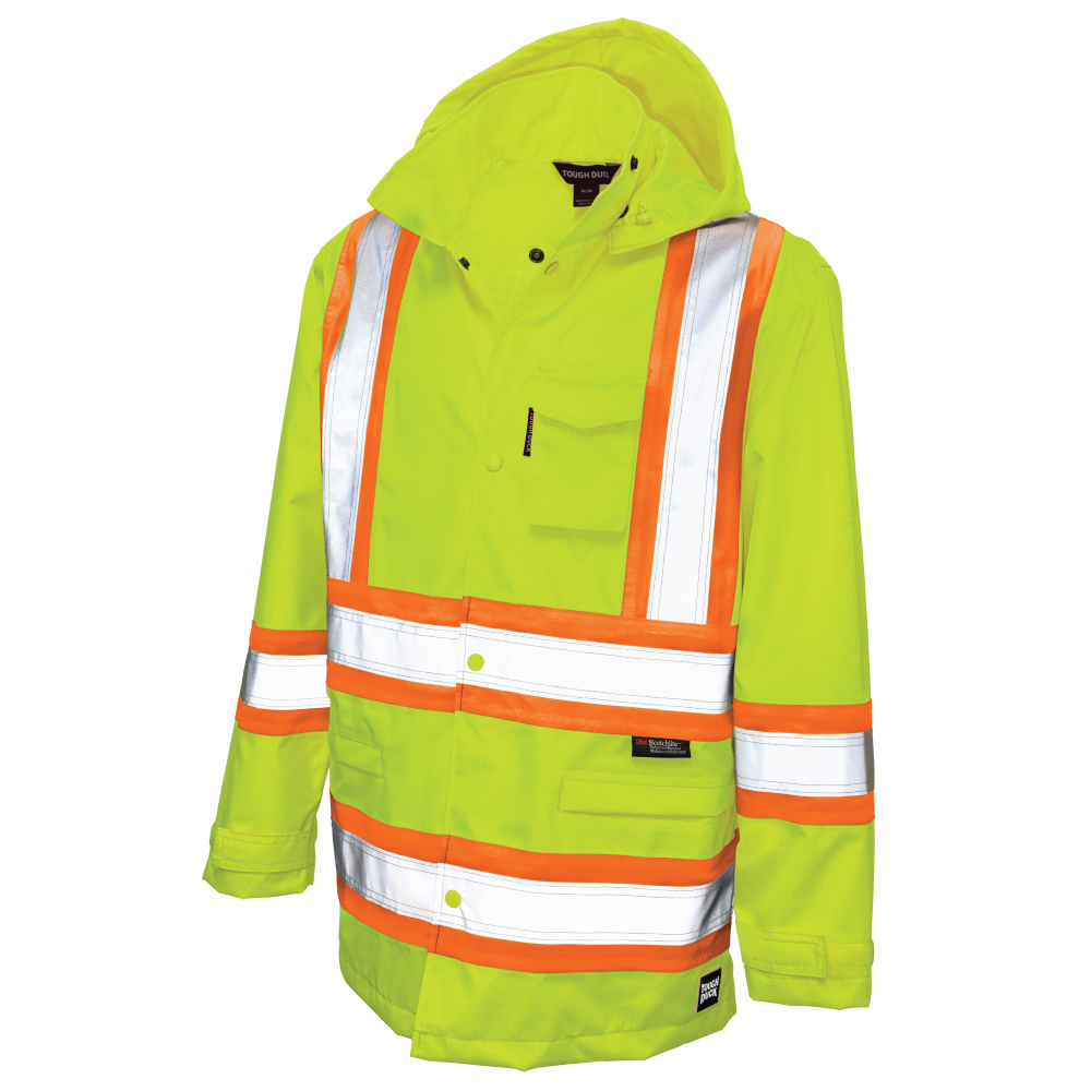 Tough Duck Safety Rain Jacket — Fluorescent Green, manufacturer product image