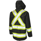 Tough Duck Safety Rain Jacket — Black, manufacturer back view