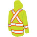 Tough Duck Safety Rain Jacket — Fluorescent Green, manufacturer back view