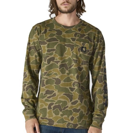 Carhartt Relaxed Fit Heavyweight Long-Sleeve Pocket Camo Logo Graphic T-Shirt