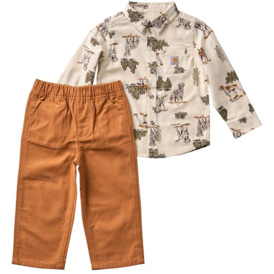 Carhartt Long-Sleeve Printed Flannel Shirt and Canvas Pant Set