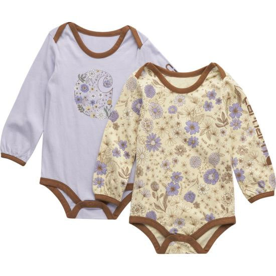 Carhartt Kids Girls Long-Sleeve Farm Print Bodysuit 2-Piece Set