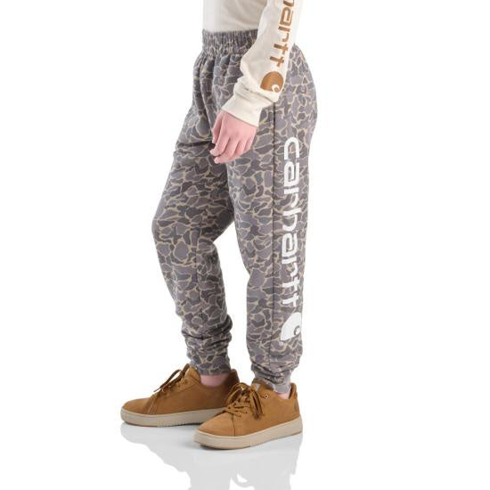 Carhartt Kids Boys Fleece Grey Duck Camo Logo Sweatpants